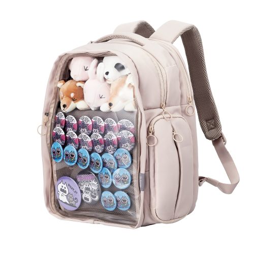 バックパック/推しごとバッグ/痛バッグ/Mサイズ/フロントパーツ着脱可能/擬態モード/推し活モード/グレージュ