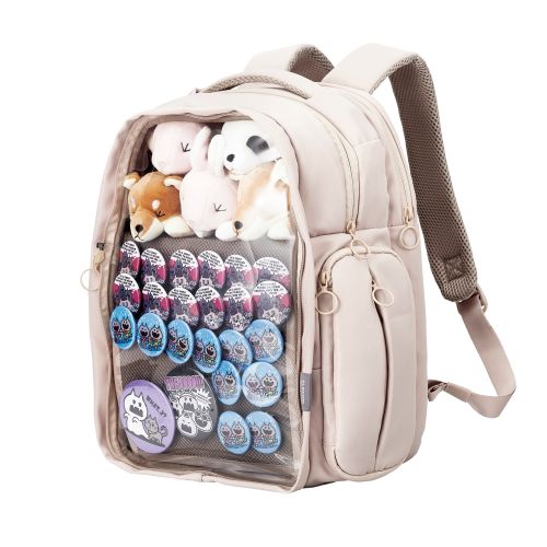 バックパック/推しごとバッグ/痛バッグ/Mサイズ/フロントパーツ着脱可能/擬態モード/推し活モード/グレージュ