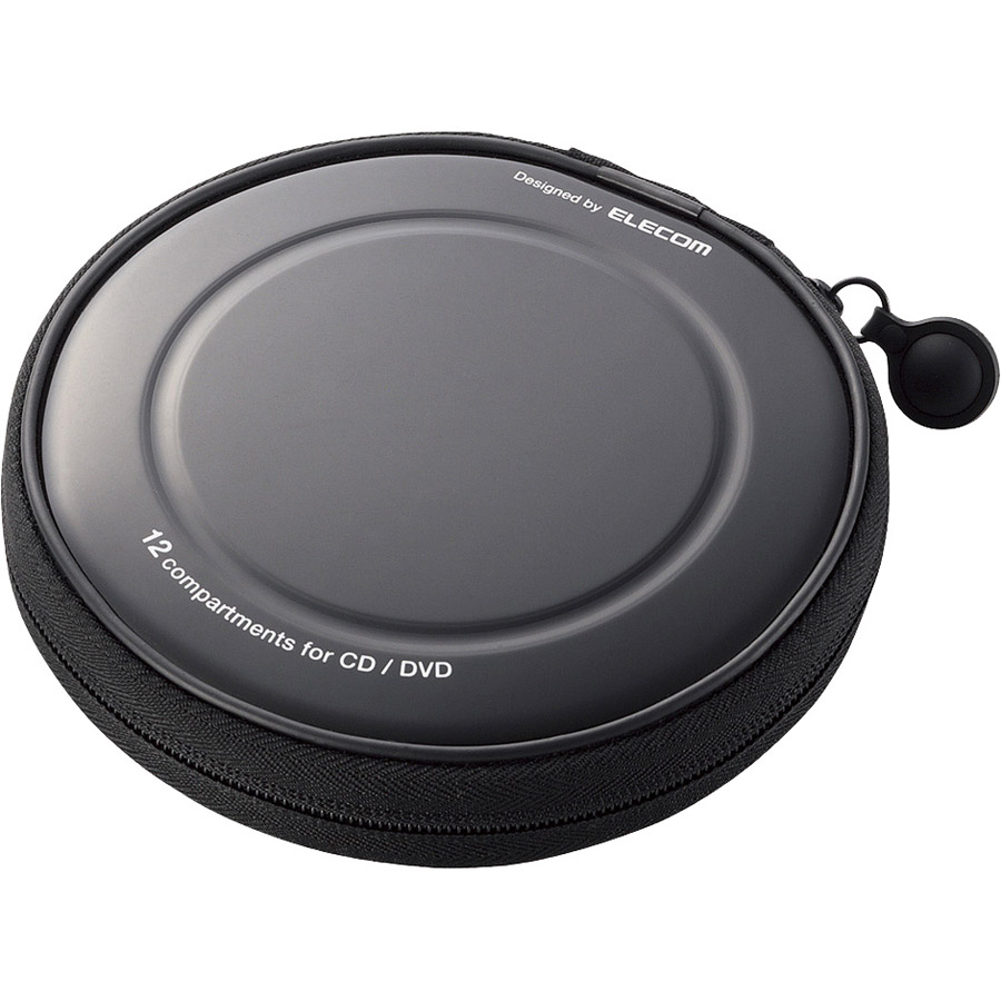 CD/DVDケース/セミハード/ファスナー付/12枚入/ブラック