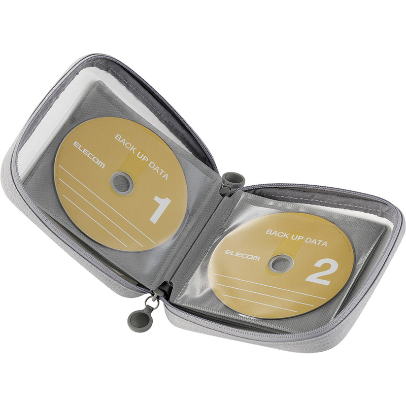 CD/DVDケース/セミハード/ファスナー付/24枚入/ホワイト