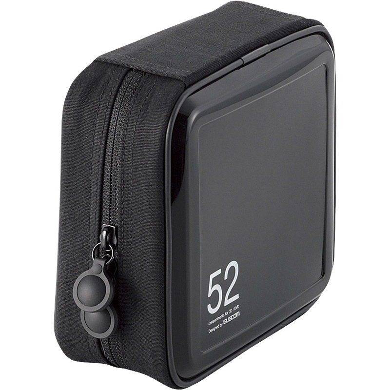 CD/DVDケース/セミハード/ファスナー付/52枚入/ブラック