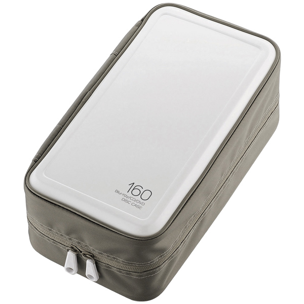 CD/DVD/Blu-rayケース/セミハード/ファスナー付/160枚収納/ホワイト