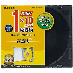 Blu-ray/DVD/CDスリムプラケース/1枚収納/10パック/クリアブラック