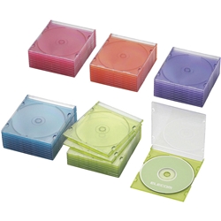 Blu-ray/DVD/CDスリムプラケース/1枚収納/50パック/5色アソート