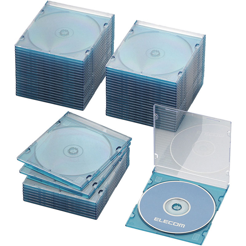 Blu-ray/DVD/CDスリムプラケース/1枚収納/50パック/クリアブルー