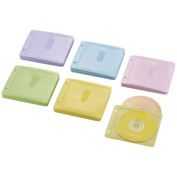 不織布ケース/Blu-ray対応/両面収納2穴付/60枚入/120枚収納/5色アソート