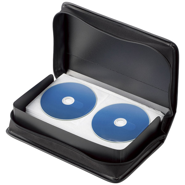 CD/DVD/Blu-rayケース/ファスナー付/96枚収納/ブラック