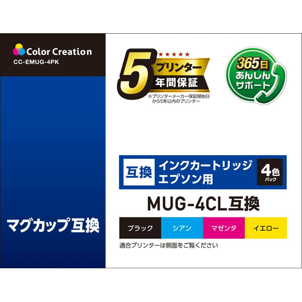 Color Creation 汎用インクカートリッジ/EPSON/MUG-4CL互換/マグカップ/4色パック