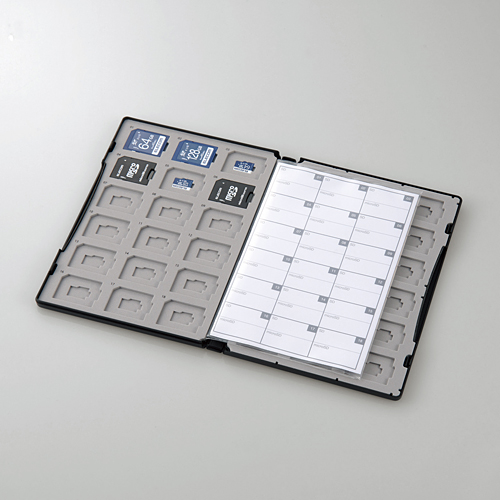 SDカードケース/トールケースタイプ/SD36枚+microSD36枚収納/インデックスカード/インデックスジャケット/ナンバリングシール/ブラック