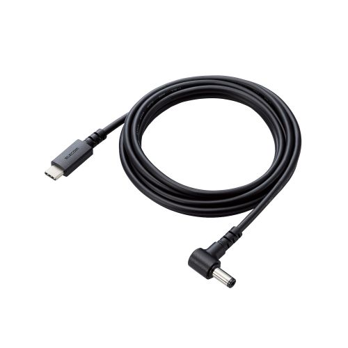 ノートPC用充電ケーブル/USB Type-C/DC丸コネクタ/60W/2.0m/ブラック