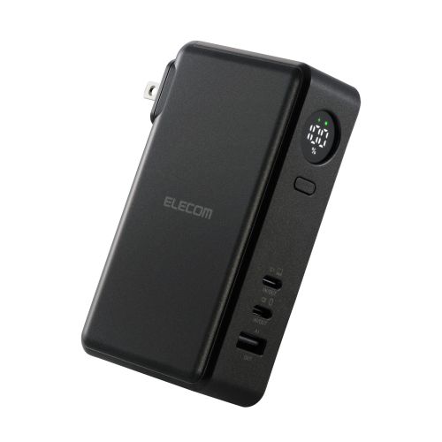 モバイルバッテリー/リチウムイオン電池/AC一体型/USB PD/67W/10000mAh/USB-C入出力×2/USB-A出力/PSE適合/ブラック