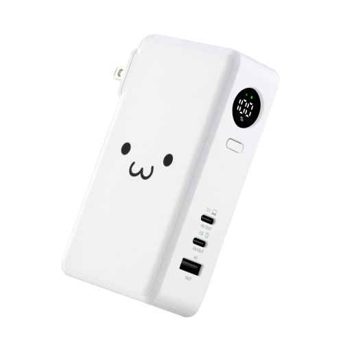 モバイルバッテリー/リチウムイオン電池/AC一体型/USB PD/67W/10000mAh/USB-C入出力×2/USB-A出力/PSE適合/しろちゃん
