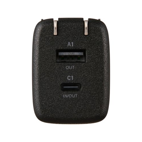 モバイルバッテリー/リチウムイオン電池/AC一体型/USB PD/30W/5000mAh/USB-C入出力/USB-A出力/PSE適合/ブラック