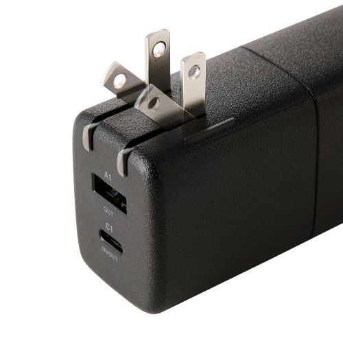 モバイルバッテリー/リチウムイオン電池/AC一体型/USB PD/30W/5000mAh/USB-C入出力/USB-A出力/PSE適合/ブラック