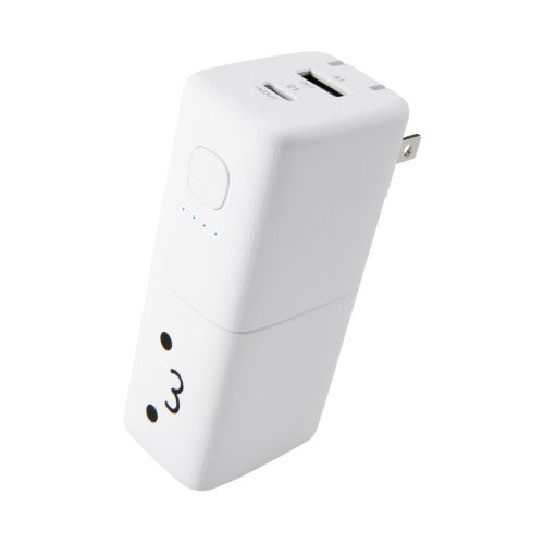 モバイルバッテリー/リチウムイオン電池/AC一体型/USB PD/30W/5000mAh/USB-C入出力/USB-A出力/PSE適合/しろちゃん