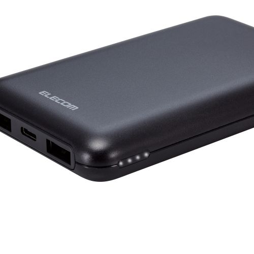 モバイルバッテリー/リチウムイオン電池/薄型/USB PD/20W/10000mAh/USB Type-C入出力1ポート/USB-A出力2ポート/ブラック