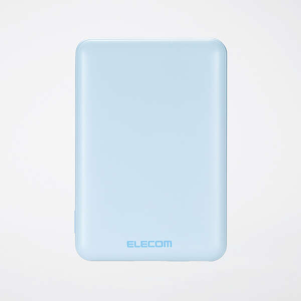 モバイルバッテリー/リチウムイオン電池/薄型/15W出力/5000mAh/USB Type-C入出力1ポート/USB-A出力1ポート/ブルー