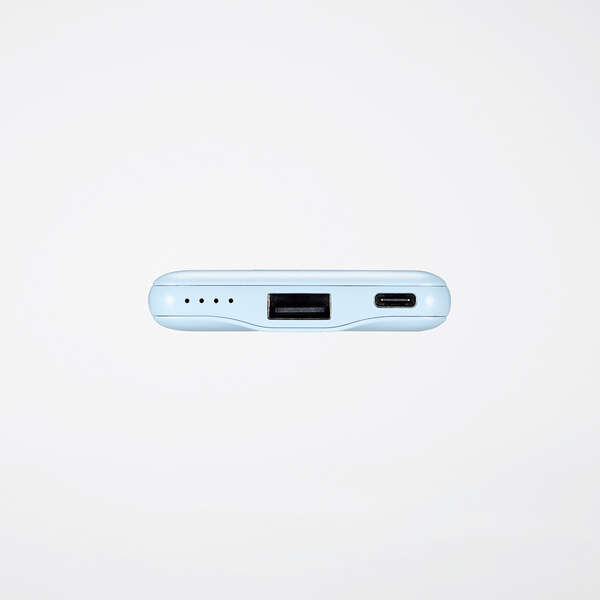 モバイルバッテリー/リチウムイオン電池/薄型/15W出力/5000mAh/USB Type-C入出力1ポート/USB-A出力1ポート/ブルー