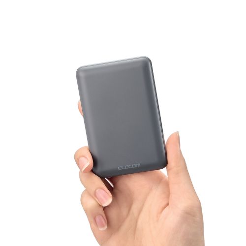 モバイルバッテリー/リチウムイオン電池/薄型/15W出力/5000mAh/USB Type-C入出力1ポート/USB-A出力1ポート/ダークグレー