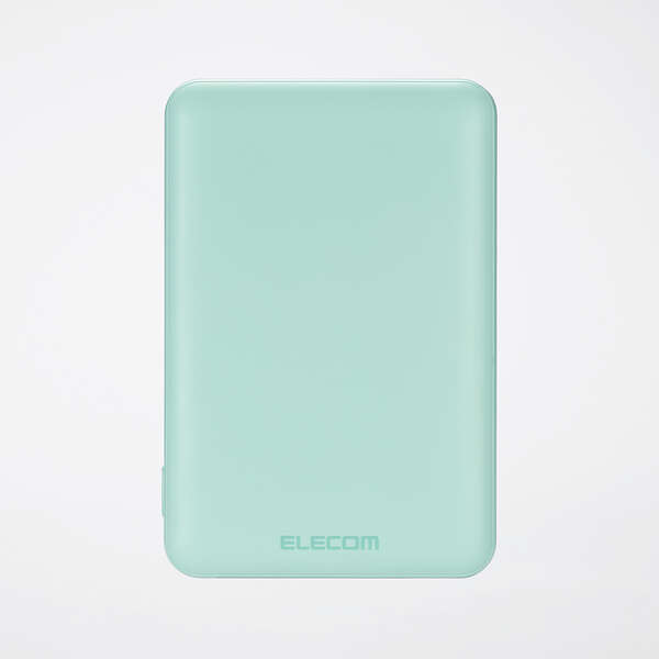 モバイルバッテリー/リチウムイオン電池/薄型/15W出力/5000mAh/USB Type-C入出力1ポート/USB-A出力1ポート/グリーン