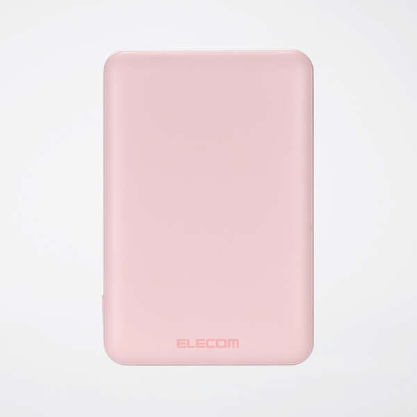 モバイルバッテリー/リチウムイオン電池/薄型/15W出力/5000mAh/USB Type-C入出力1ポート/USB-A出力1ポート/ピンク
