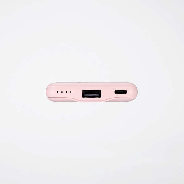 モバイルバッテリー/リチウムイオン電池/薄型/15W出力/5000mAh/USB Type-C入出力1ポート/USB-A出力1ポート/ピンク