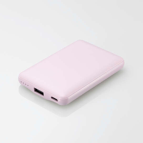 モバイルバッテリー/リチウムイオン電池/薄型/15W出力/5000mAh/USB Type-C入出力1ポート/USB-A出力1ポート/&me/ラベンダー