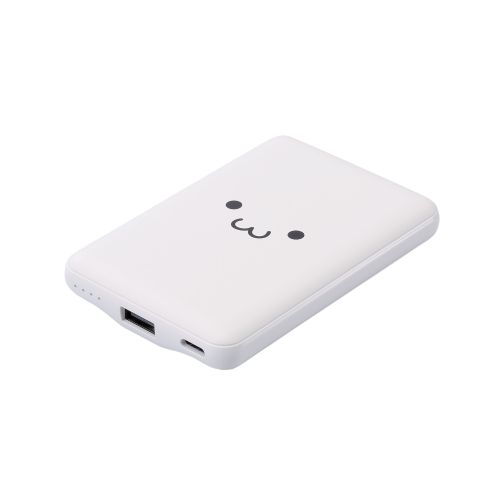 モバイルバッテリー/リチウムイオン電池/薄型/15W出力/5000mAh/USB Type-C入出力1ポート/USB-A出力1ポート/しろちゃん
