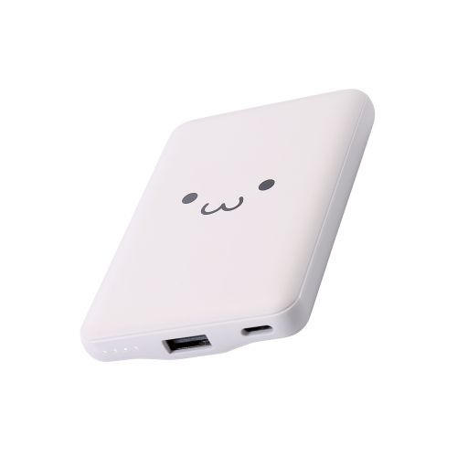 モバイルバッテリー/リチウムイオン電池/薄型/15W出力/5000mAh/USB Type-C入出力1ポート/USB-A出力1ポート/しろちゃん