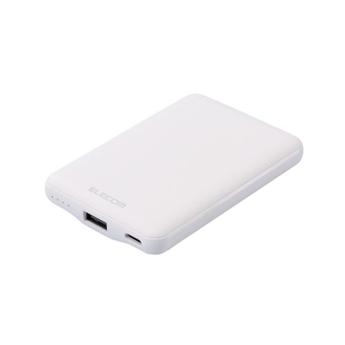 モバイルバッテリー/リチウムイオン電池/薄型/15W出力/5000mAh/USB Type-C入出力1ポート/USB-A出力1ポート/ホワイト
