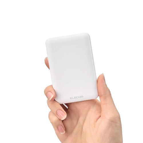 モバイルバッテリー/リチウムイオン電池/薄型/15W出力/5000mAh/USB Type-C入出力1ポート/USB-A出力1ポート/ホワイト