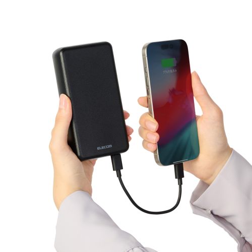 モバイルバッテリー/リチウムイオン電池/20000mAh/USB PD対応/20W/USB-C入出力×2/ブラック