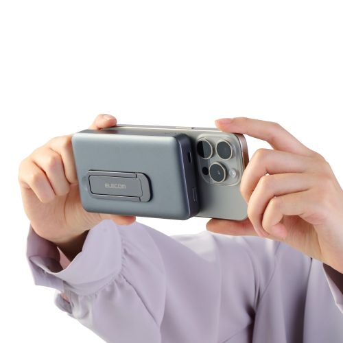 モバイルバッテリー/リチウムイオン電池/ワイヤレス充電器/マグネット対応/スタンド付き/10000mAh/20W/USB-C入出力×2/ブラック