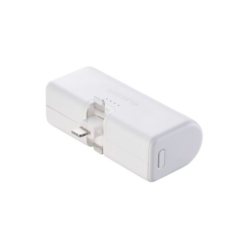 モバイルバッテリー/リチウムイオン電池/直挿し/180度スイングコネクタ/12W/5000mAh/USB-C/Lightningコネクタ/ホワイト