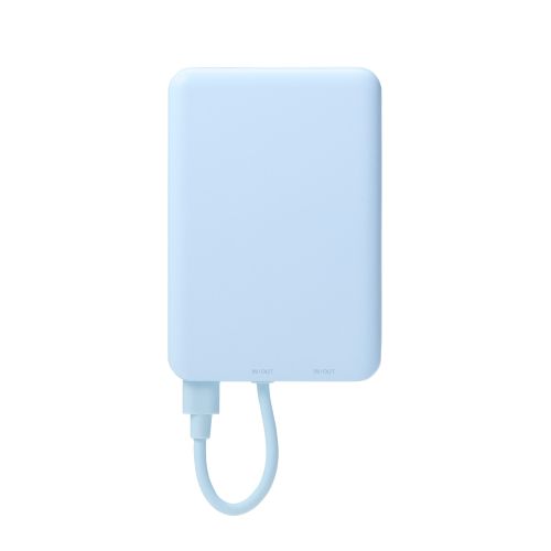 モバイルバッテリー/リチウムイオン電池/5000mAh/12W/USB-C/USB-Cケーブル一体/ブルー