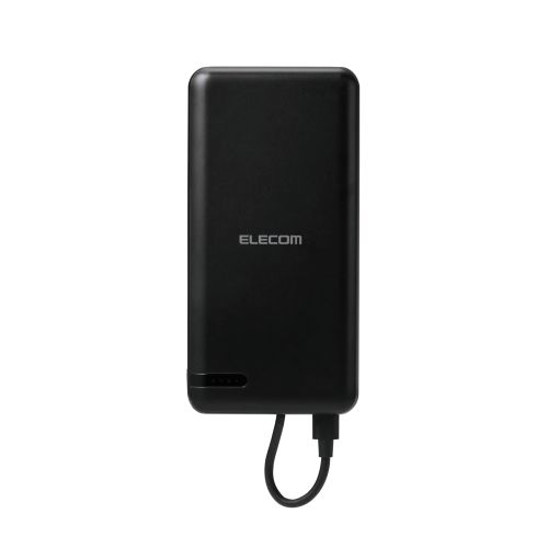 モバイルバッテリー/リチウムイオン電池/20000mAh/USB PD/20W/USB-C/USB-Cケーブル一体/ブラック