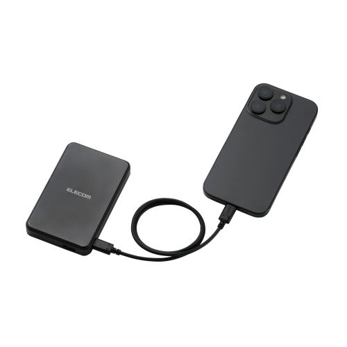 モバイルバッテリー/リチウムイオン電池/Qi2対応ワイヤレス充電器/10000mAh/20W/USB-C入出力×1/UAB-A×1/ブラック