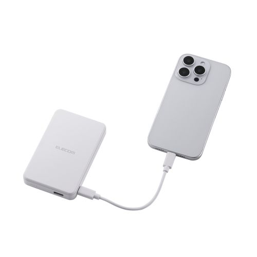 モバイルバッテリー/リチウムイオン電池/Qi2対応ワイヤレス充電器/10000mAh/20W/USB-C入出力×1/UAB-A×1/ホワイト