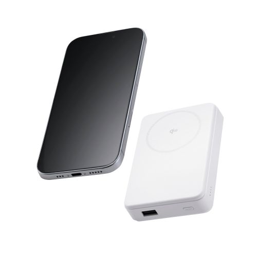 モバイルバッテリー/リチウムイオン電池/Qi2対応ワイヤレス充電器/10000mAh/20W/USB-C入出力×1/UAB-A×1/ホワイト