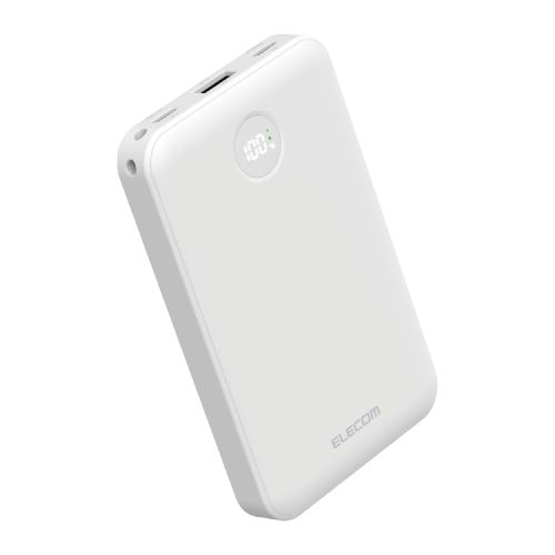 モバイルバッテリー/リチウムイオン電池/残量表示/22.5W/10000mAh/USB-C×2/USB-A×1/ホワイト