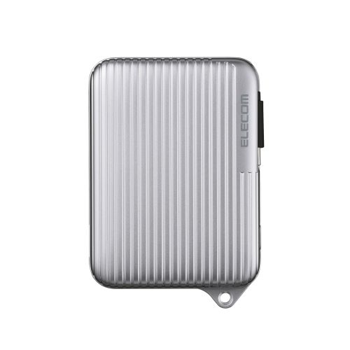 モバイルバッテリー/リチウムイオン電池/巻取り式USB-Cケーブル一体型/30W/10000mAh/USB-C/USB-A/シルバー