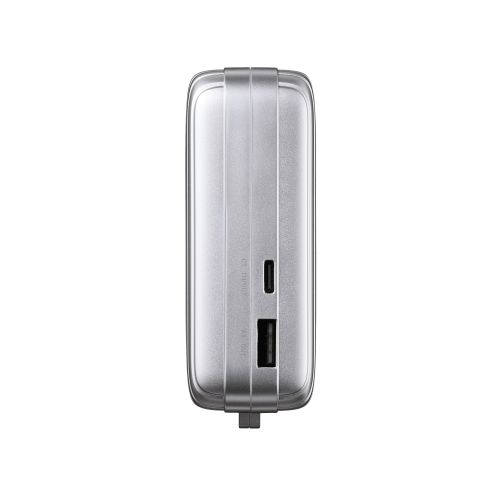 モバイルバッテリー/リチウムイオン電池/巻取り式USB-Cケーブル一体型/30W/10000mAh/USB-C/USB-A/シルバー