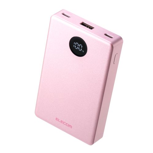 モバイルバッテリー/半固体Li電池/残量表示/35W/10000mAh/USB-C×2/USB-A/ピンク