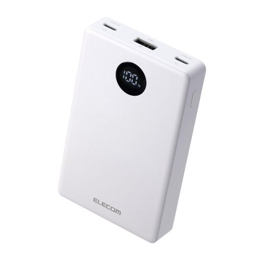 モバイルバッテリー/半固体Li電池/残量表示/35W/10000mAh/USB-C×2/USB-A/ホワイト