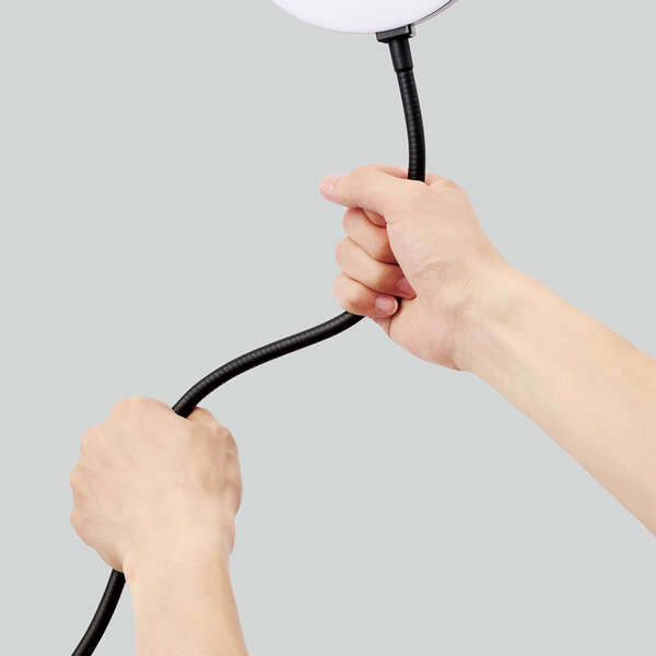 LEDリングライト/16cm/クリップスタンド/3色モード/10段階調光/USB給電/ブラック