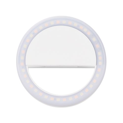 LEDリングライト/9cm/クリップ式/3色モード/3段階調光/1000mAh/USB給電/ホワイト