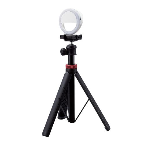 LEDリングライト/9cm/クリップ式/3色モード/3段階調光/1000mAh/USB給電/ホワイト