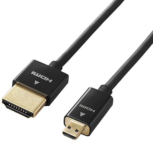 デジカメ用HDMIケーブル/スーパースリム/Ver.1.4/micro/2.0m/ブラック