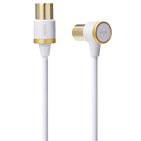 アンテナケーブル/4K8K対応/L-S型/5.0m/ホワイト