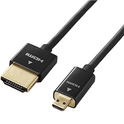 HDMIケーブル/イーサネット対応/スーパースリム/micro/2.0m/ブラック